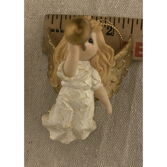 Vtg Precious Moments Sing in Excelsis Ornament Angel Horn Player 3.25" Tall - Picture 8 of 8